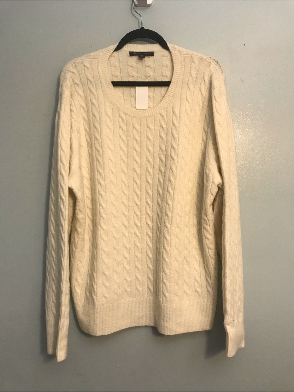 Brooks Brothers Cream Cable Crewneck Sweater